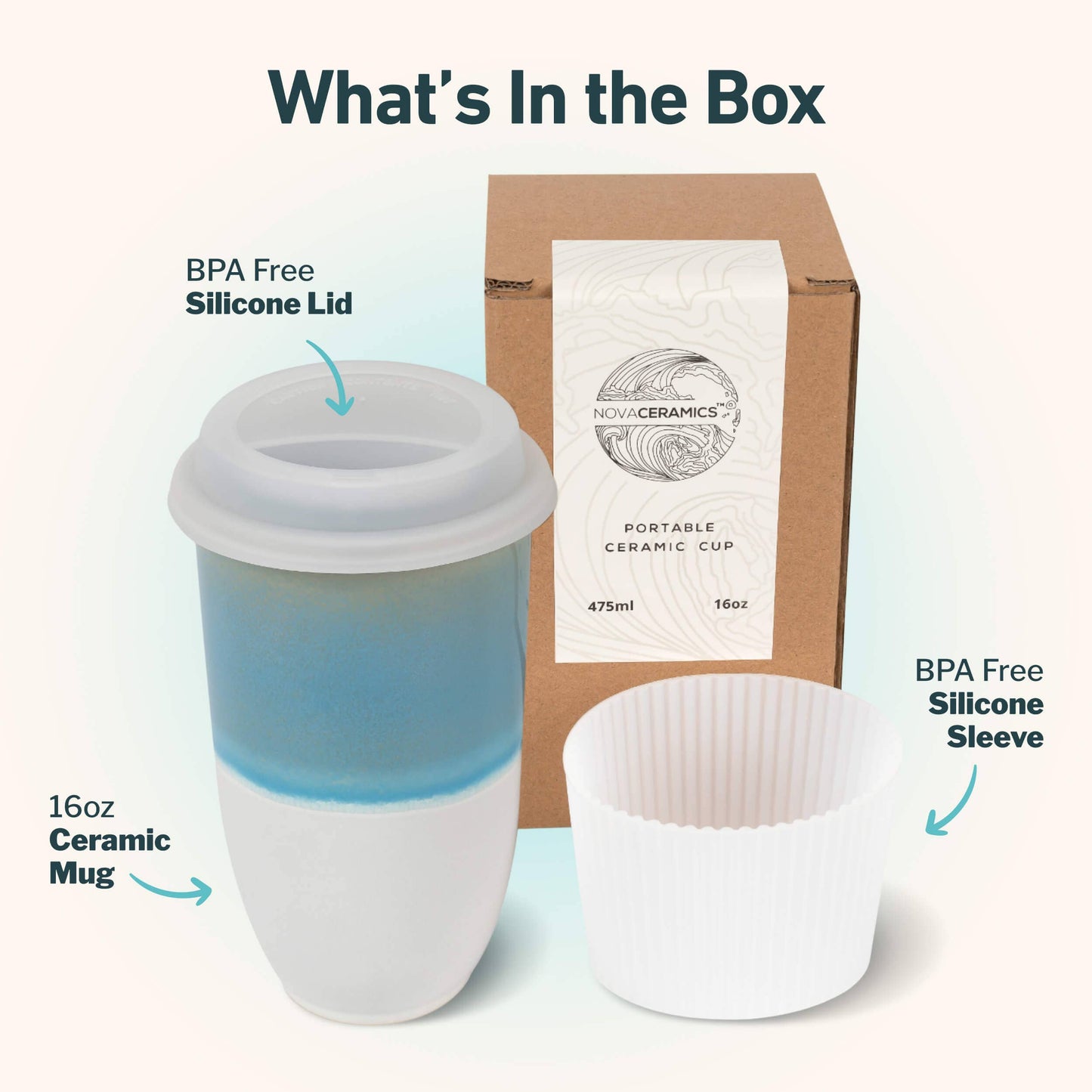 Nova Ceramics Lagoon Ceramic Travel Cup, 16oz