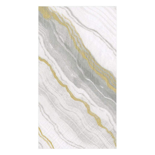 Caspari Marble Grey Guest Towel Napkins, Set of 15