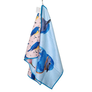 Buzzee - Blue Bird - Dual Sided Tea Towel - Kitchen & Hand Towel