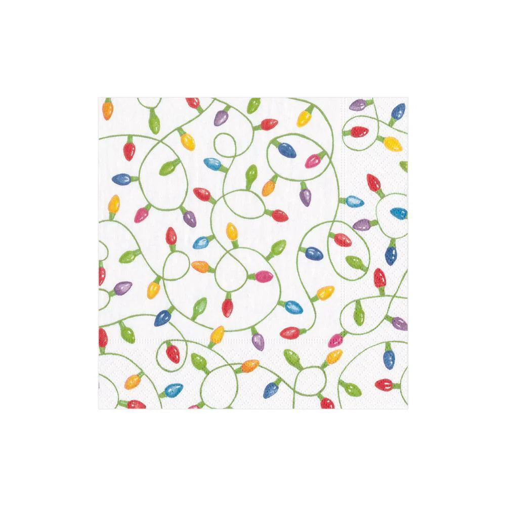 Caspari Christmas Lights Cocktail Napkins, Set of 20