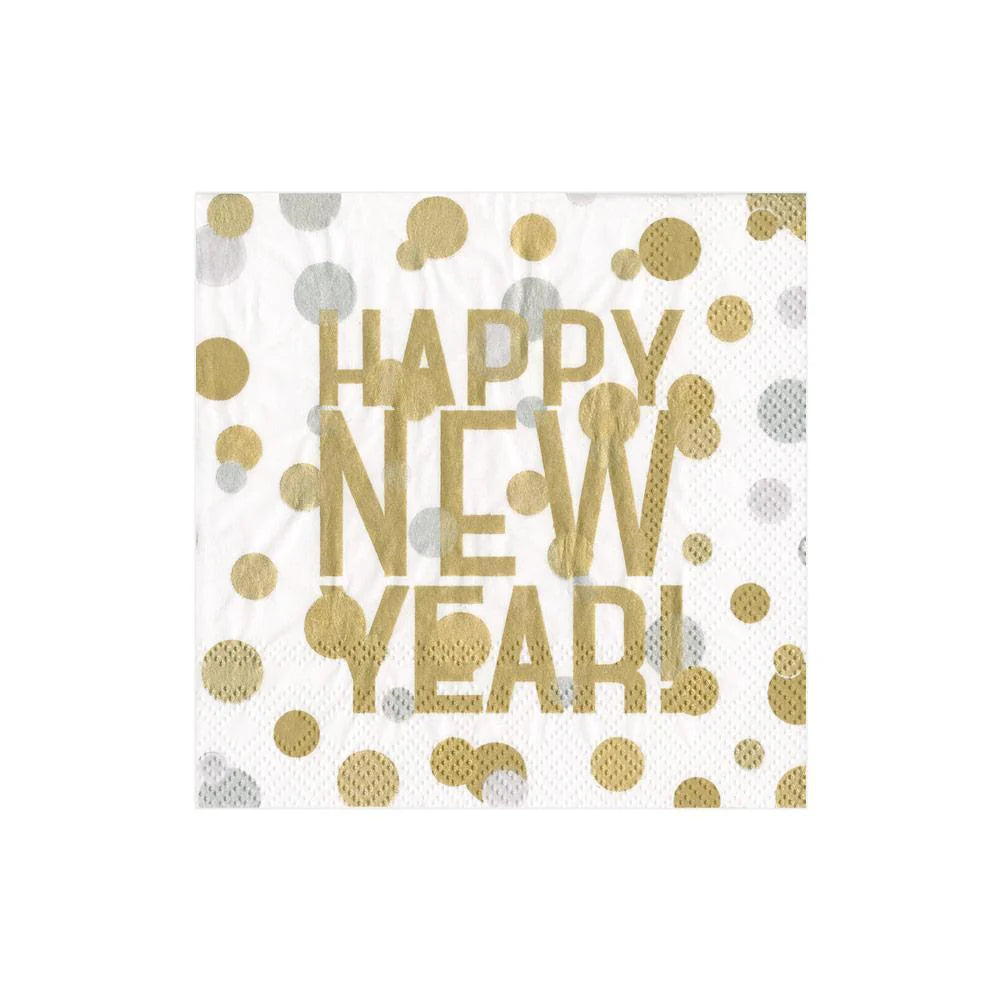 Caspari Happy New Year Cocktail Napkins, Set of 20