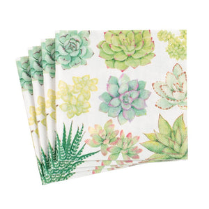 Caspari Succulents Cocktail Napkins, Set of 20