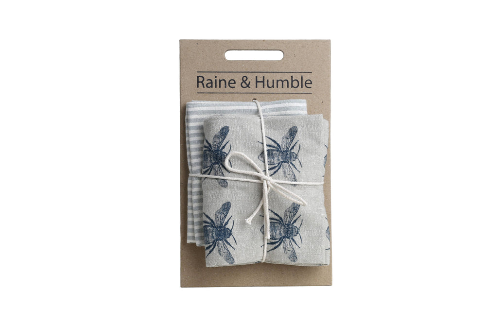 Raine & Humble - Prussian Blue Honey Bee Tea Towel Pack