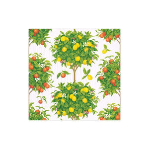 Caspari Citrus Topiaries White Cocktail Napkins, Set of 20