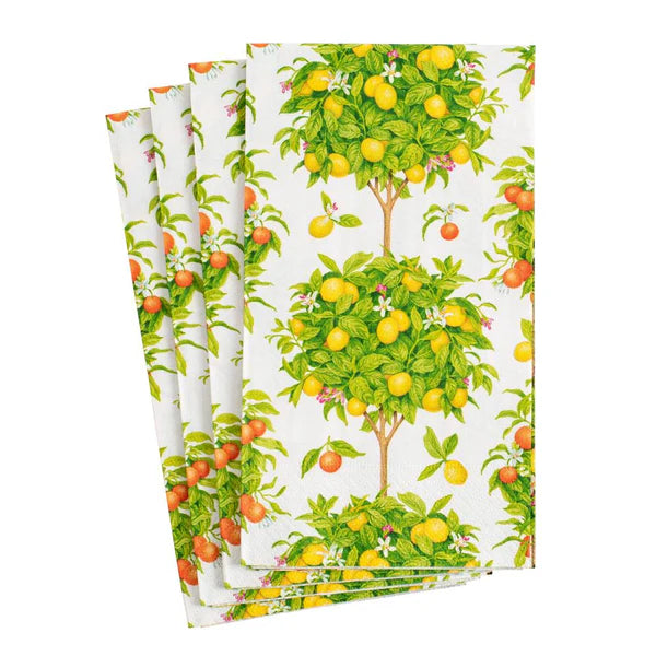 Caspari Citrus Topiaries Guest Towel Napkins, Set of 15