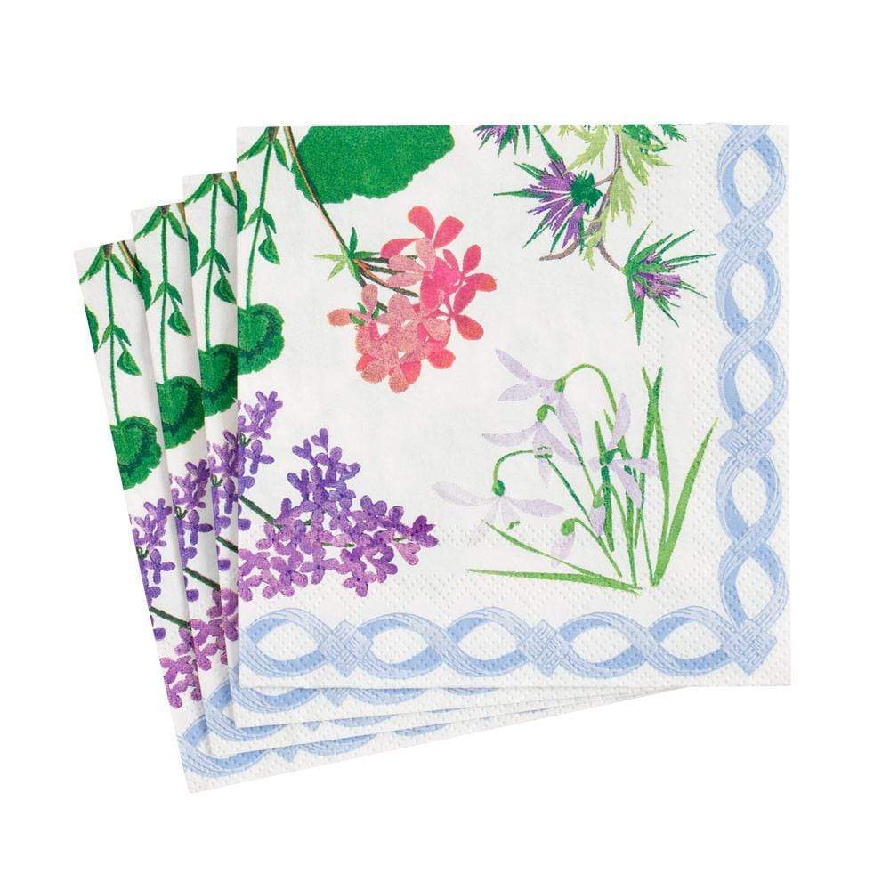Caspari Mary Delany Flower Mosaic Cocktail Napkins, Set of 20