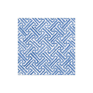 Caspari Fretwork Blue Cocktail Napkins, Set of 20