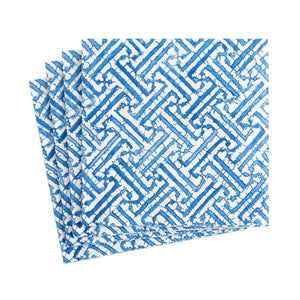 Caspari Fretwork Blue Cocktail Napkins, Set of 20