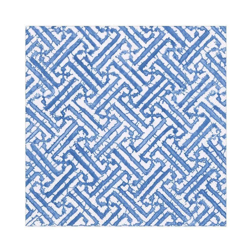 Caspari Fretwork Blue Luncheon Napkins, Set of 20