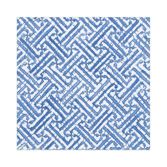 Caspari Fretwork Blue Luncheon Napkins, Set of 20