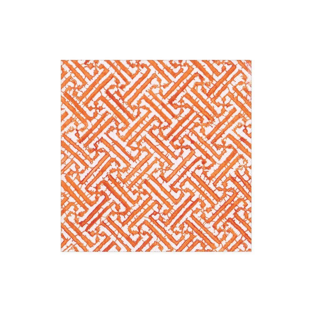 Caspari Fretwork Orange Cocktail Napkins, Set of 20