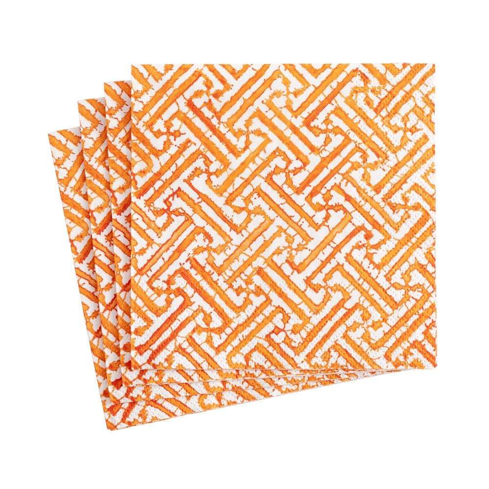 Caspari Fretwork Orange Cocktail Napkins, Set of 20