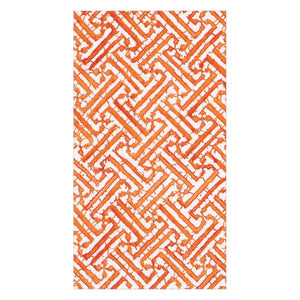 Caspari Fretwork Orange Guest Towel Napkins, Set of 15