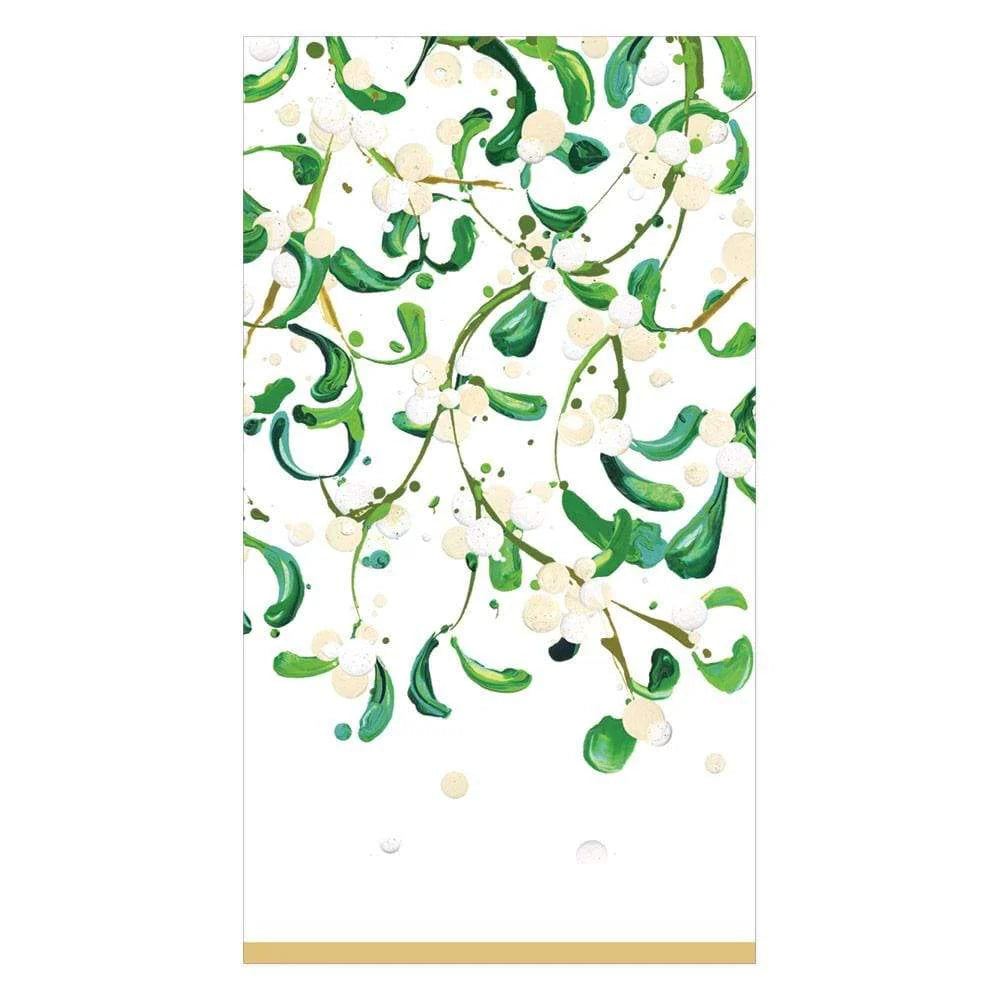Caspari Modern Mistletoe Guest Towel Napkins, Set of 15