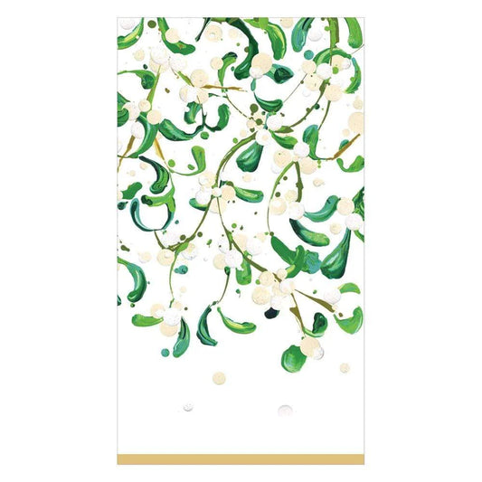 Caspari Modern Mistletoe Guest Towel Napkins, Set of 15