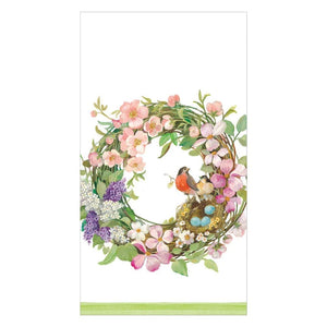 Caspari Spring Wreath Guest Towel Napkins, Set of 15