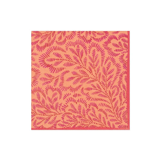 Caspari Block Print Orange Cocktail Napkins, Set of 20