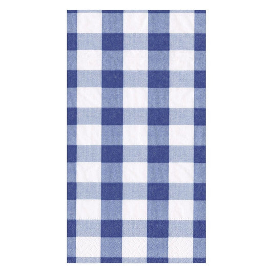 Caspari Gingham Blue Guest Towel Napkins, Set of 15