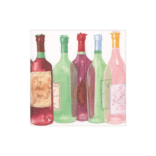 Caspari Wine Bottles Cocktail Napkins, Set of 20