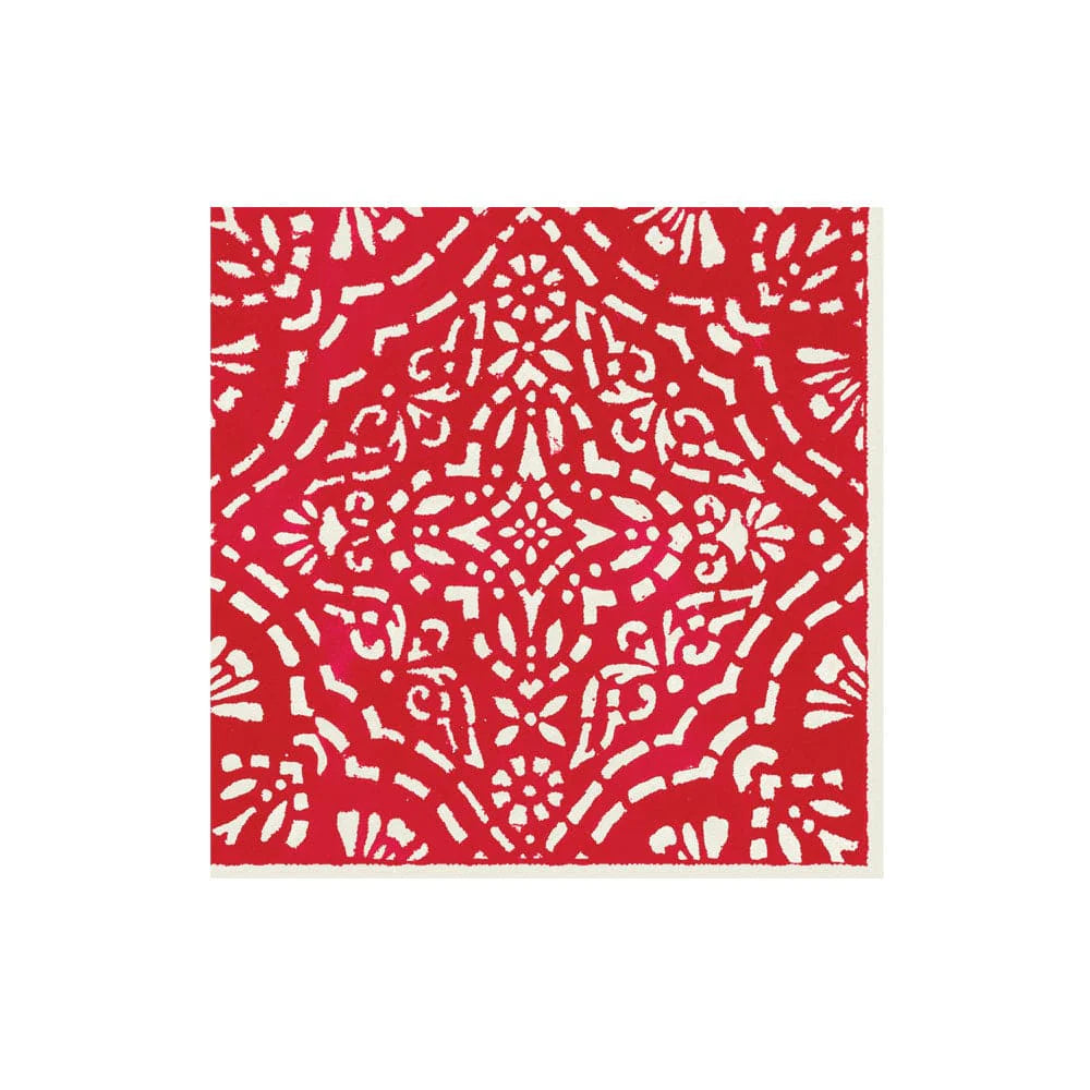 Caspari Annika Red Cocktail Napkins, Set of 20