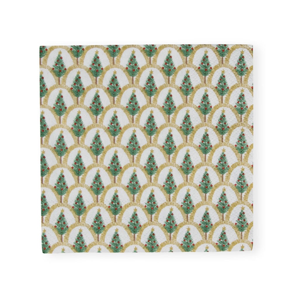 Caspari Deco Christmas Gold Cocktail Napkins, Set of 20
