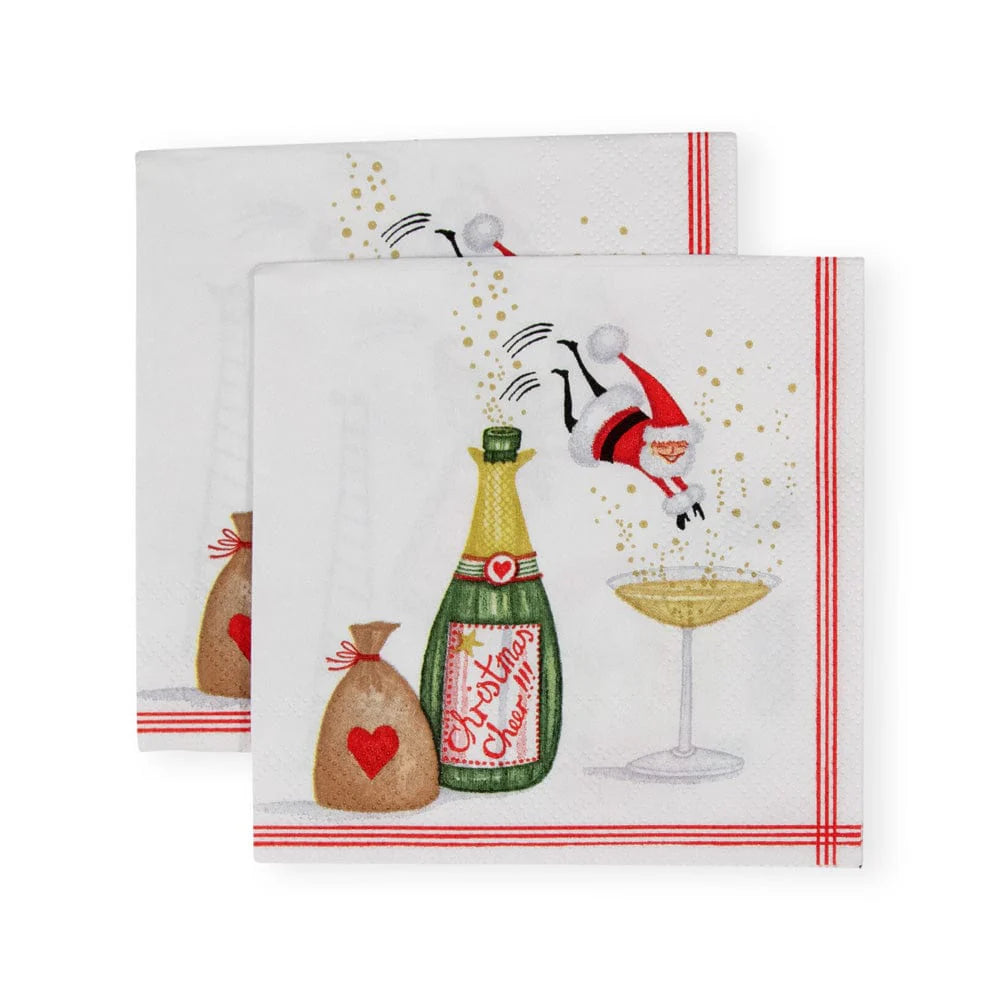 Caspari Santa Splash Cocktail Napkins, Set of 20