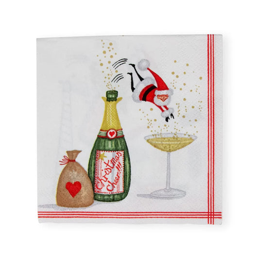 Caspari Santa Splash Cocktail Napkins, Set of 20