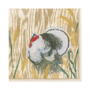 Caspari Homestead Turkey Taupe Luncheon Napkins, Set of 20