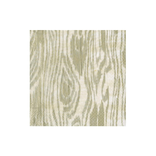 Caspari Woodgrain Silver & Gold Cocktail Napkins, Set of 20