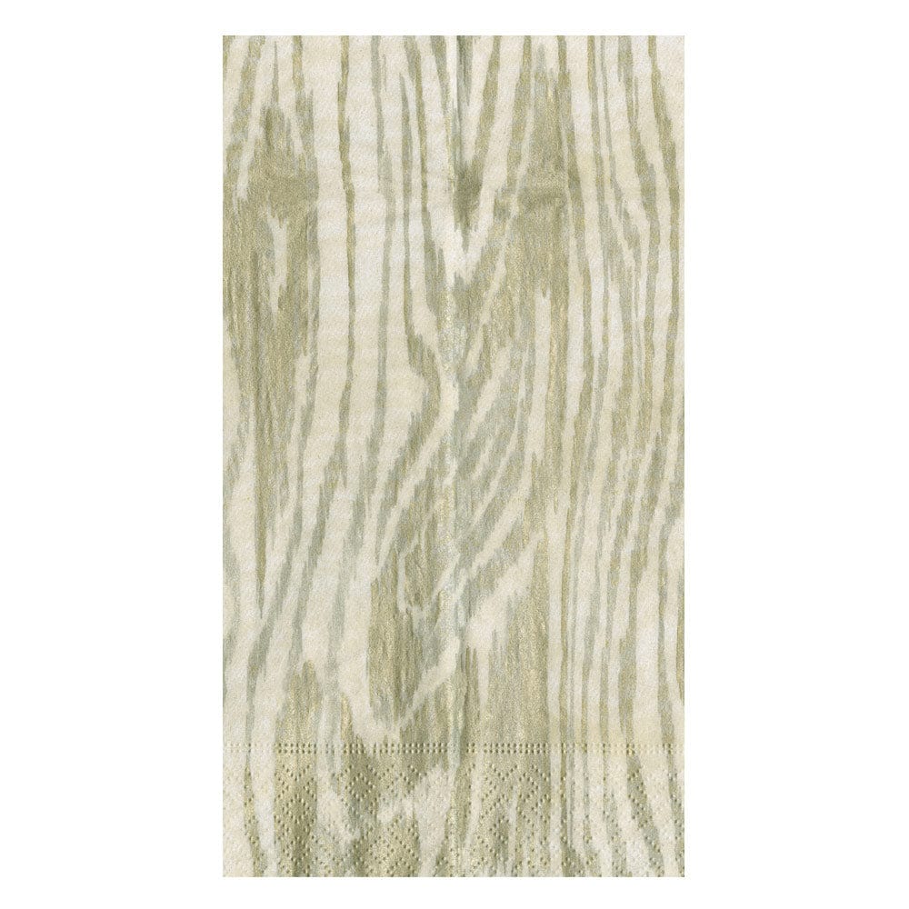 Caspari Woodgrain Silver & Gold Guest Towel Napkins, Set of 15