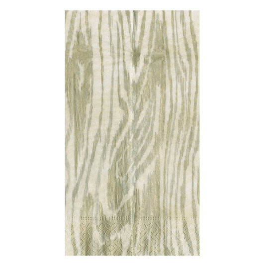 Caspari Woodgrain Silver & Gold Guest Towel Napkins, Set of 15
