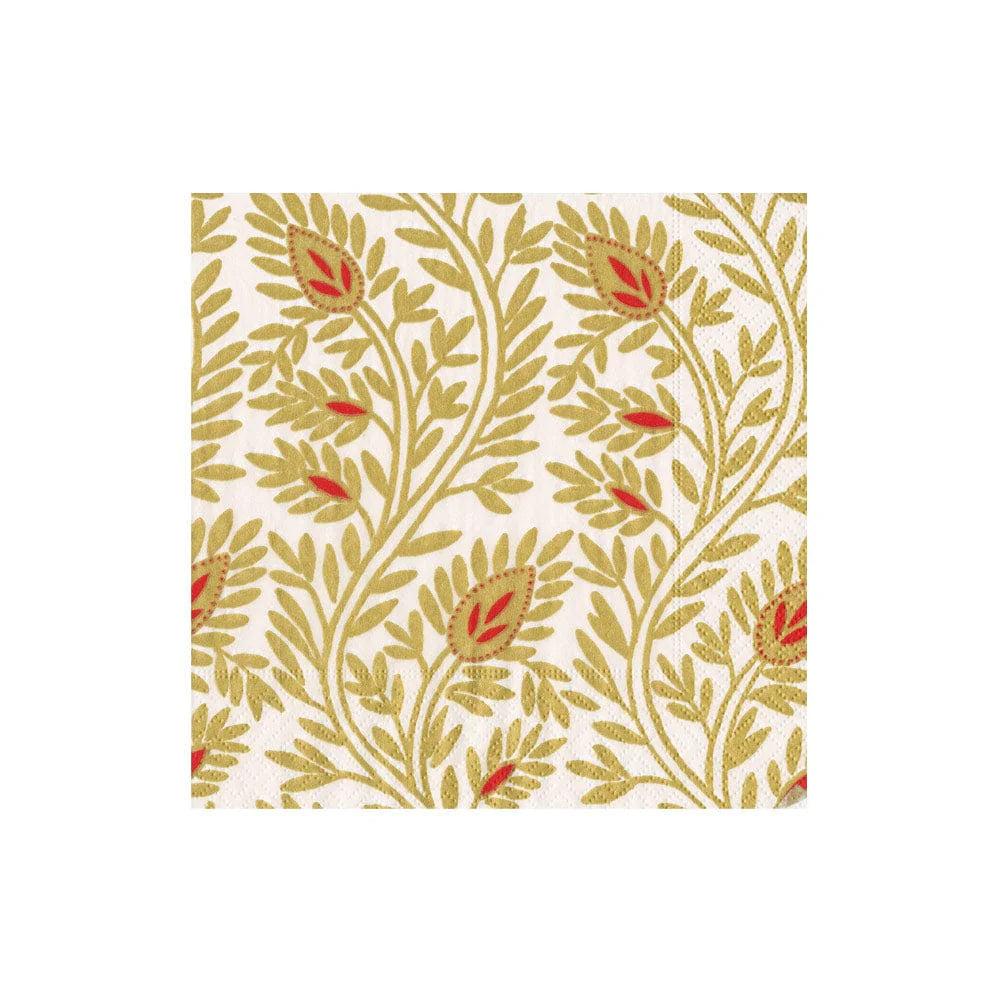 Caspari Samsara Gold Cocktail Napkins, Set of 20
