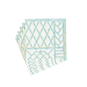 Caspari Bamboo Screen Robin's Egg Cocktail Napkins, Set of 15