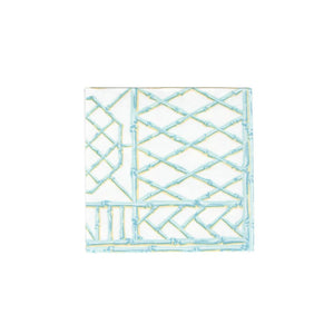 Caspari Bamboo Screen Robin's Egg Cocktail Napkins, Set of 15