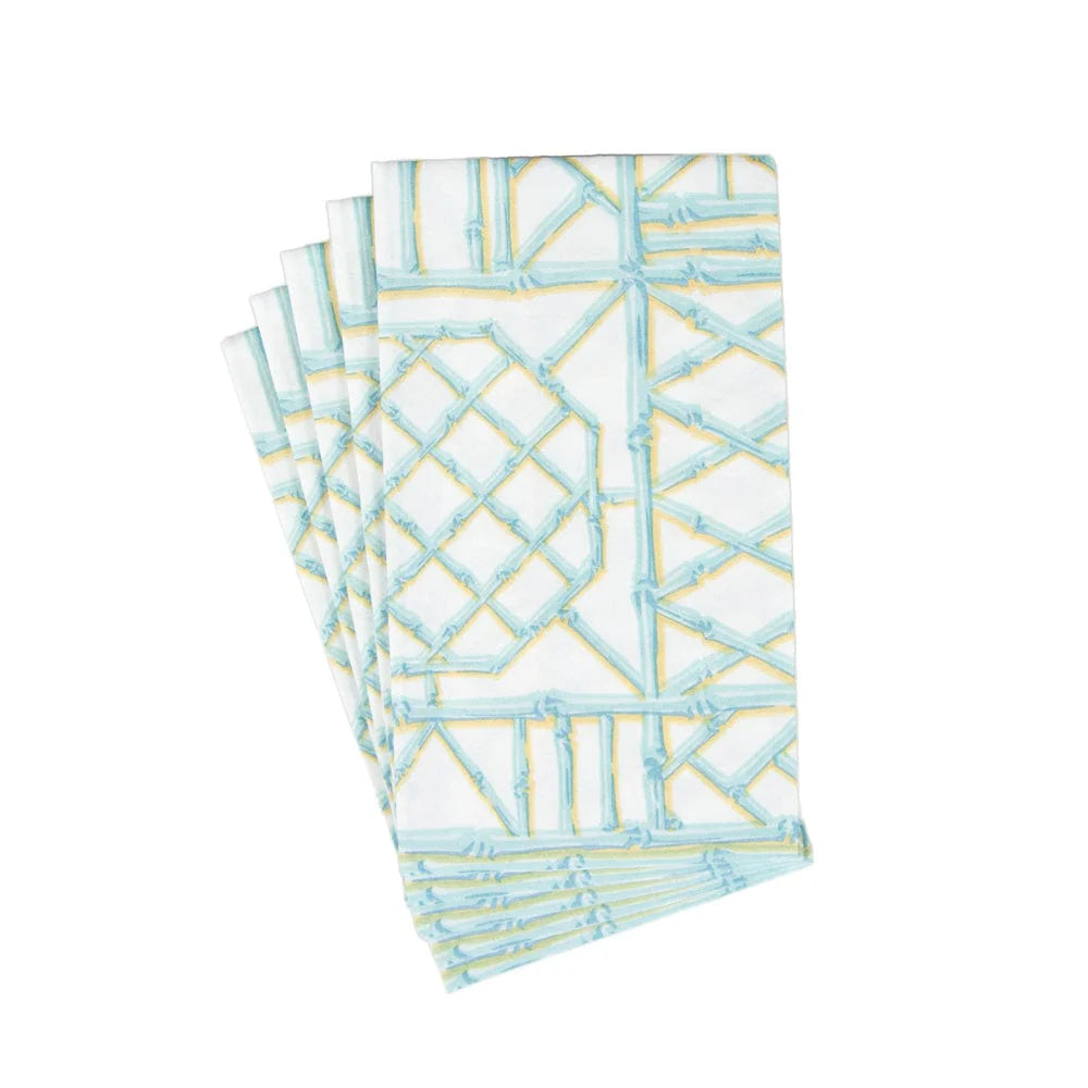 Caspari Bamboo Screen Robin's Egg Guest Napkins, Set of 12