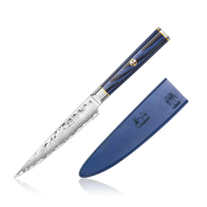 Cangshan KITA Blue Serrated Utility Knife with Sheath, 5”