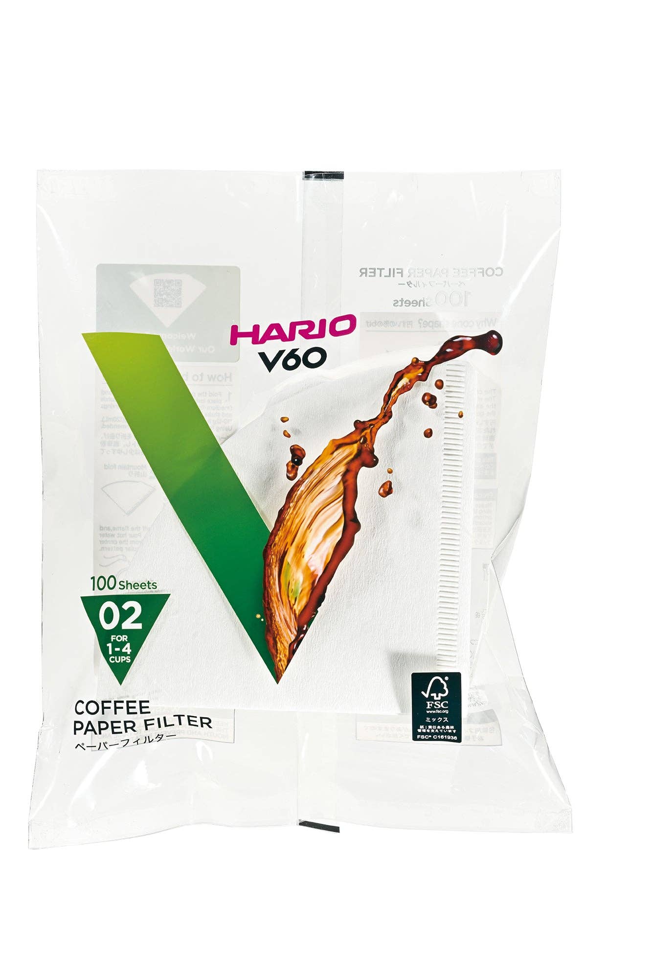 Hario V60 Paper Filter White, 100 sheets