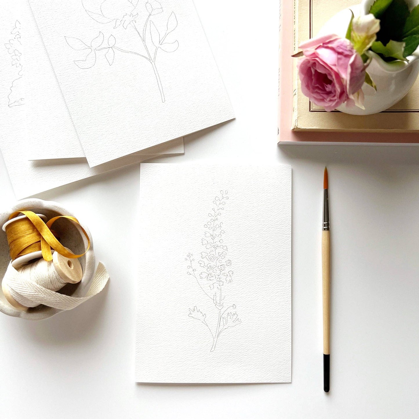 emily lex studio Garden Flowers Paintable Watercolor Notecard Set