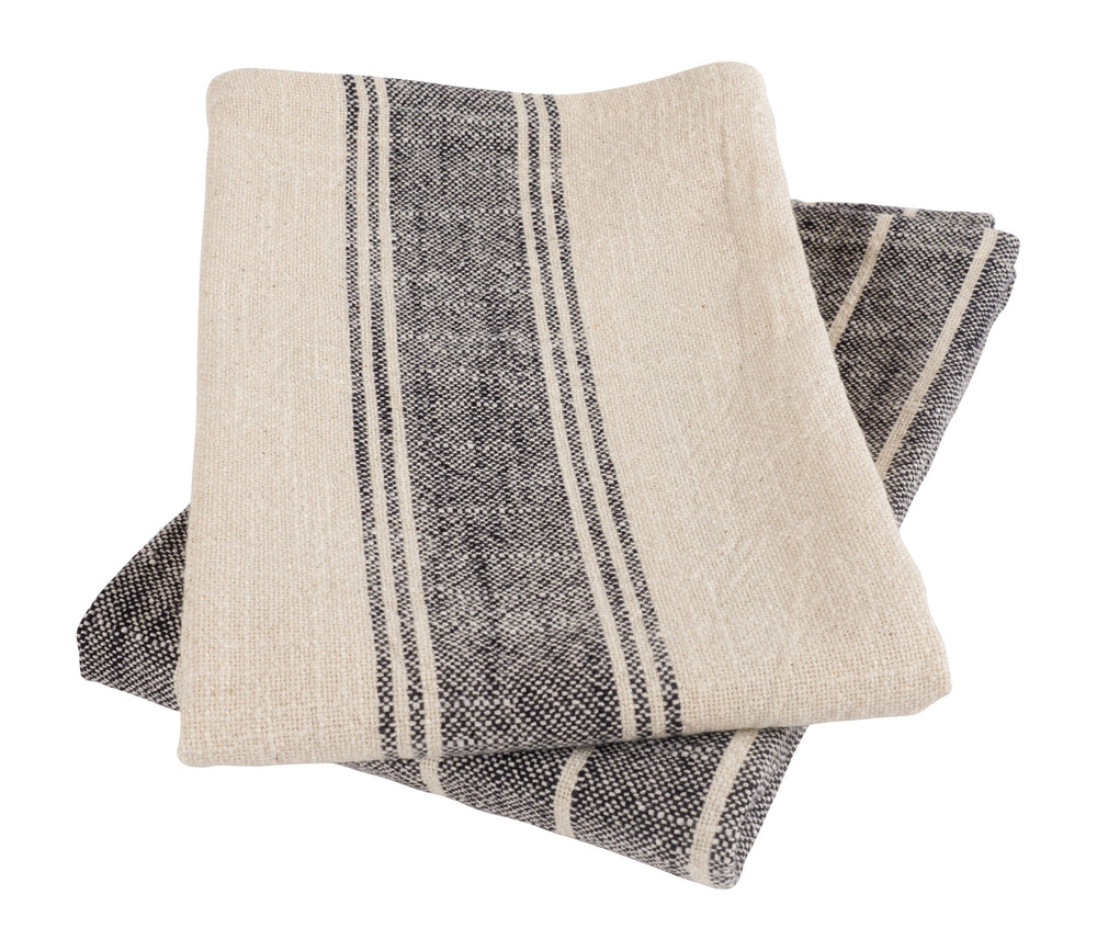 KAF Home Firenze Natural Slubbed Kitchen Towels, 18" x 28", Olive, Set of 2