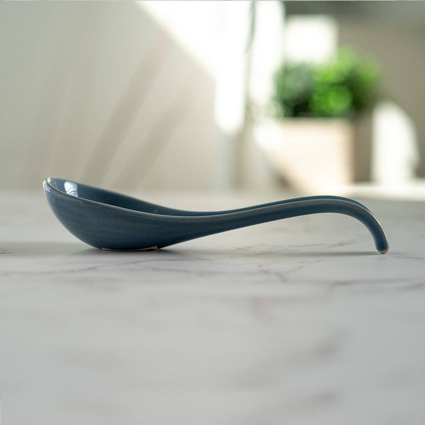 Urban Tokyo Blue Porcelain Soup Spoon, 5.9”