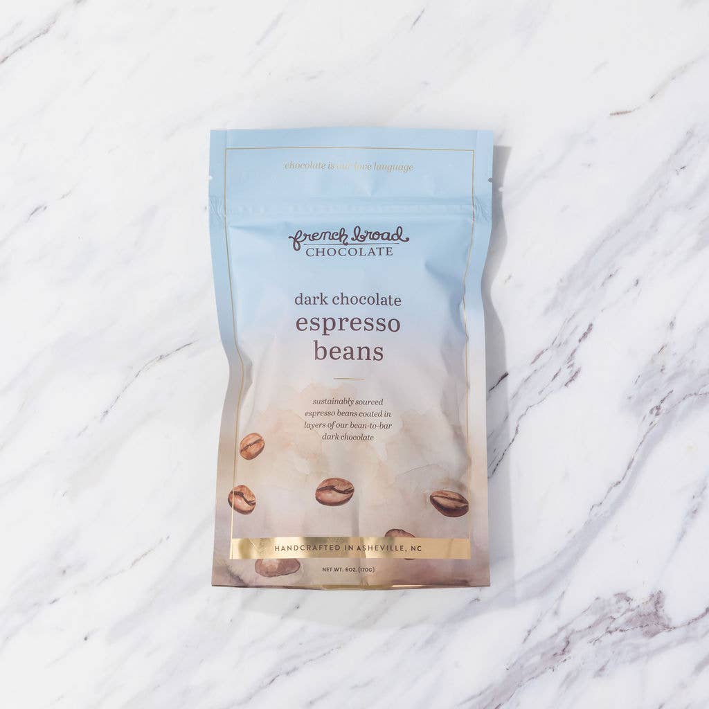 French Broad Chocolate Dark Chocolate Covered Espresso Beans, 6oz