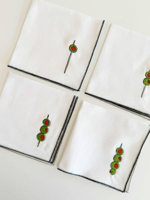 Dot and Army - Martini Olive Cocktail Napkins, Set of 4