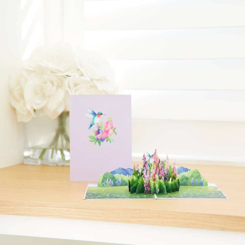 Lovepop Lupine Hummingbird Pop-Up Card