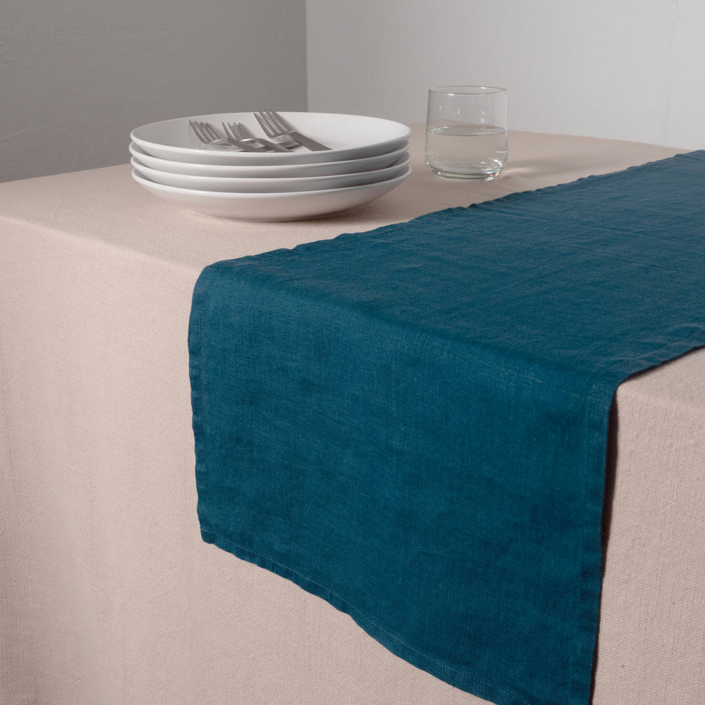 KAF Home - Verona 100% Stone Washed Linen Table Runner, 14" x 72"