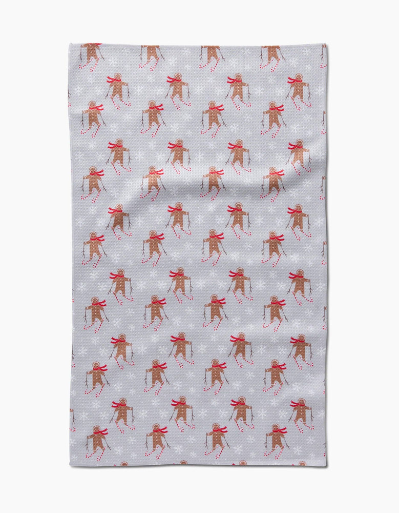 Geometry - Gingerbread Skiers Tea Towel