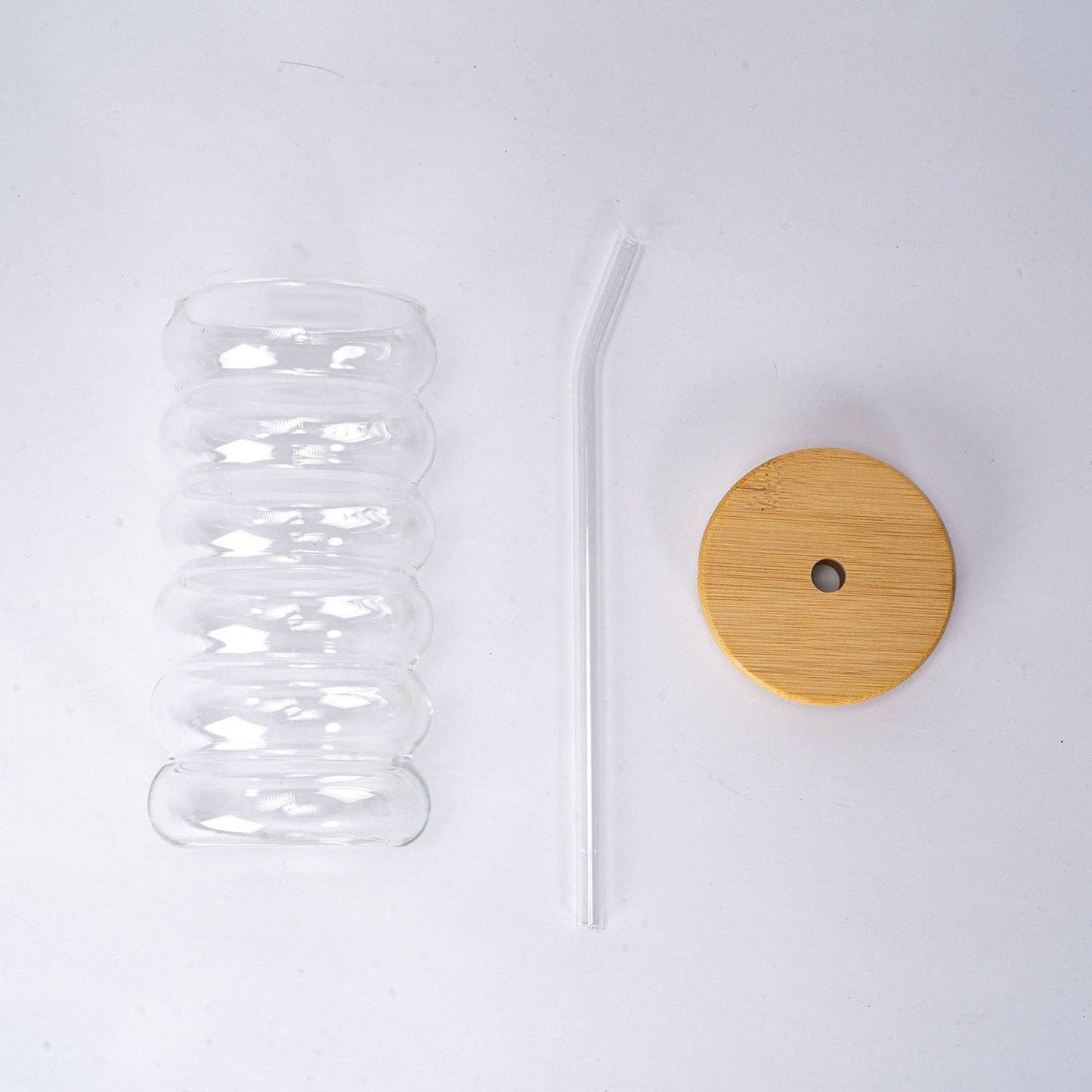 Glass Tea Cup with Lid and Straw, 16oz