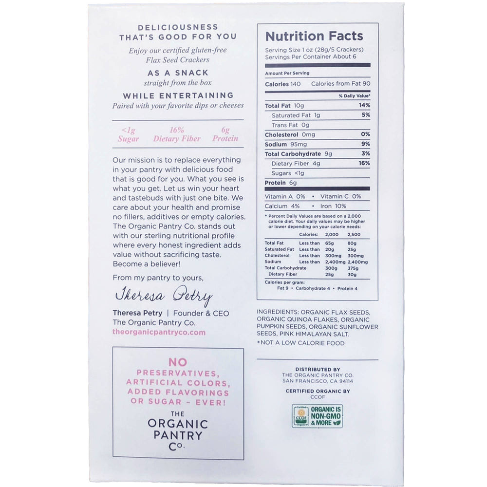 The Organic Pantry Pink Himalayan Salt Flaxseed Crackers