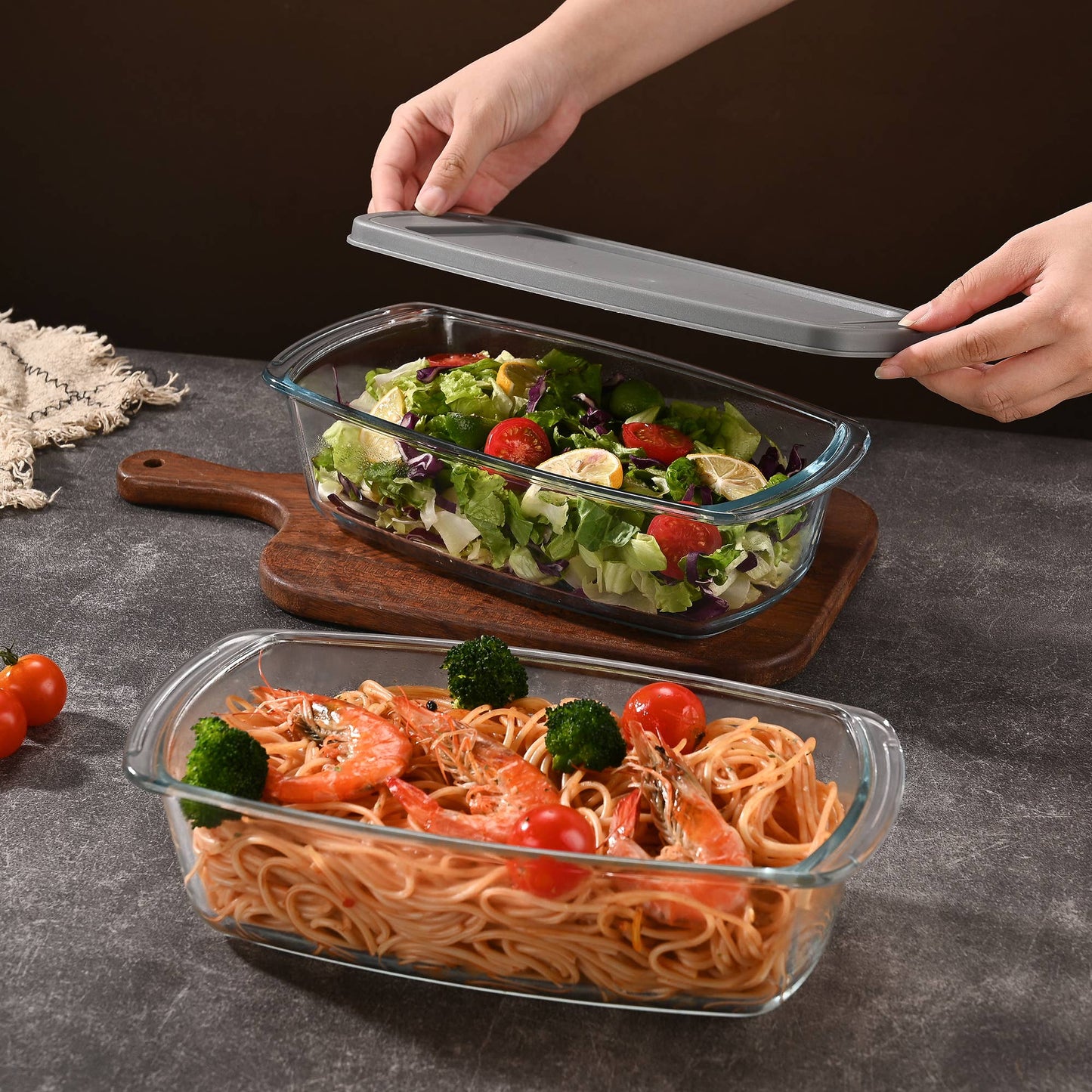 Fox Run Glass Loaf Pans with Lids, Set of 2