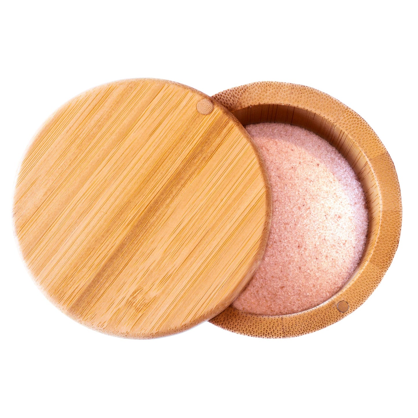 Bamboo Salt Cellar Spice Storage Box with Magnetic Swivel Lid