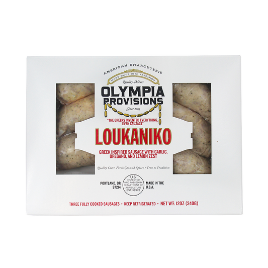 Olympia Provisions Loukaniko Rustic Greek Inspired Coarse Ground Sausage, 12 oz